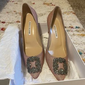 Manolo Blahnik Hangisi 50 mm champagne pink